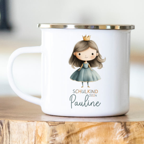 Personalisierte Emailletasse Schulkind 227 Prinzessin
