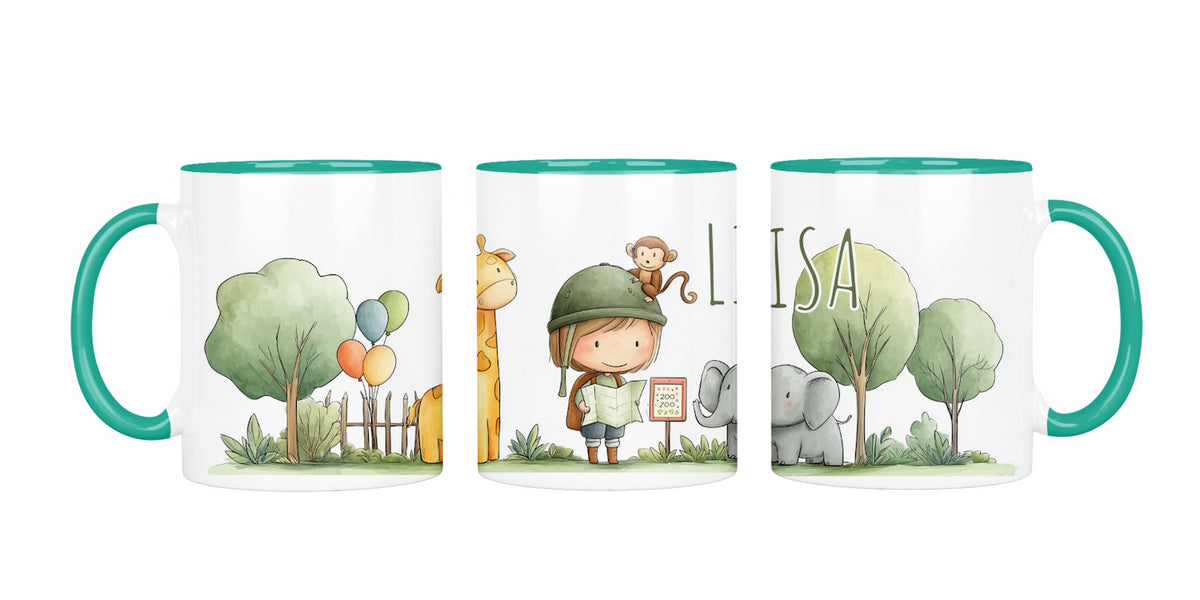 Personalisierte Keramiktasse (7 Farben) 605 Safari