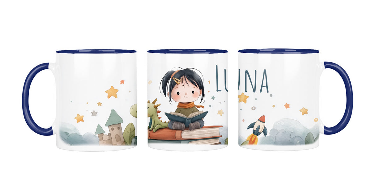 Personalisierte Keramiktasse (7 Farben) 624 Bücherfreundin