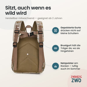 Kinderrucksack building machines – gepolsterte Schultergurte und verstellbarer Brustgurt