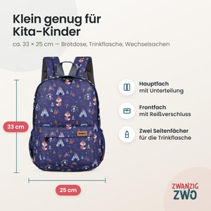Kinderrucksack Color of the wind – Maße ca. 33 × 25 cm mit Hauptfach, Frontfach und Seitenfächern