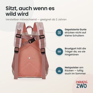 Kinderrucksack cuty unicorn – gepolsterte Schultergurte und verstellbarer Brustgurt