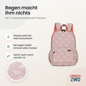 Kinderrucksack cuty unicorn – wasserabweisendes Polyester in Nahaufnahme