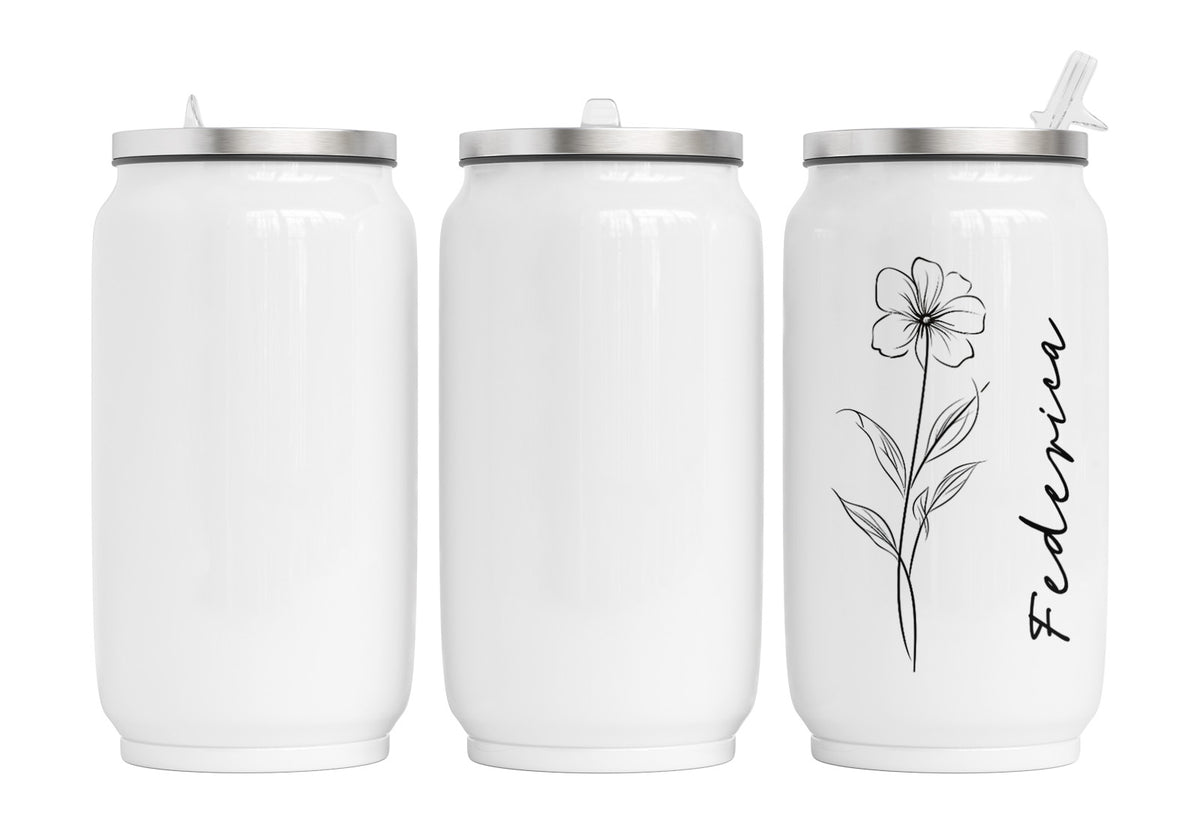 Personalisierte Thermo-Edelstahl Trinkdose Einfache Blume