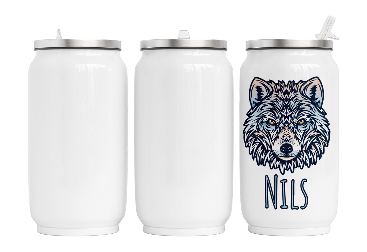 Personalisierte Thermo-Edelstahl Trinkdose Artic wolf color