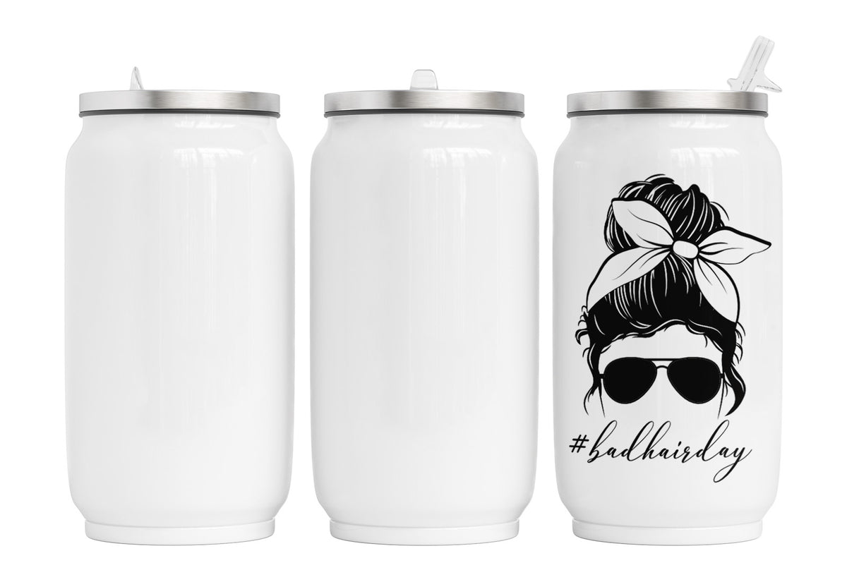 Personalisierte Thermo-Edelstahl Trinkdose badhairday