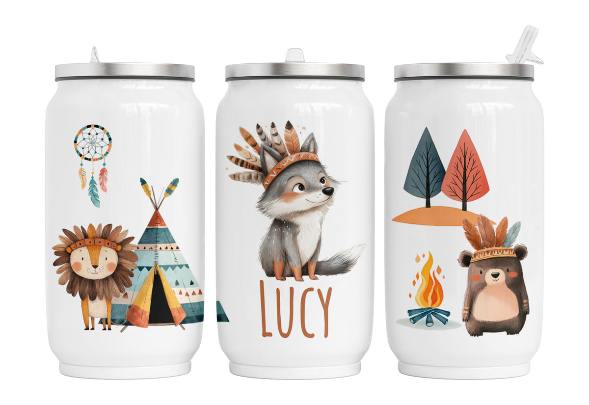 Personalisierte Thermo-Edelstahl Trinkdose Boho Animals