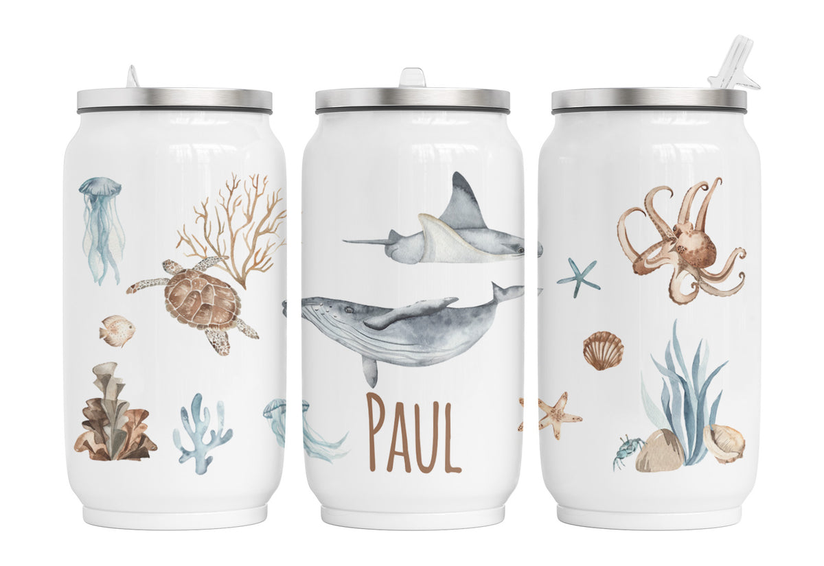 Personalisierte Thermo-Edelstahl Trinkdose Sealife