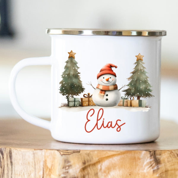 Personalisierte Emailletasse 405 Schneeman