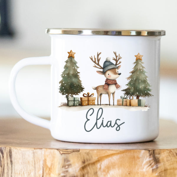 Personalisierte Emailletasse 407 Rentier