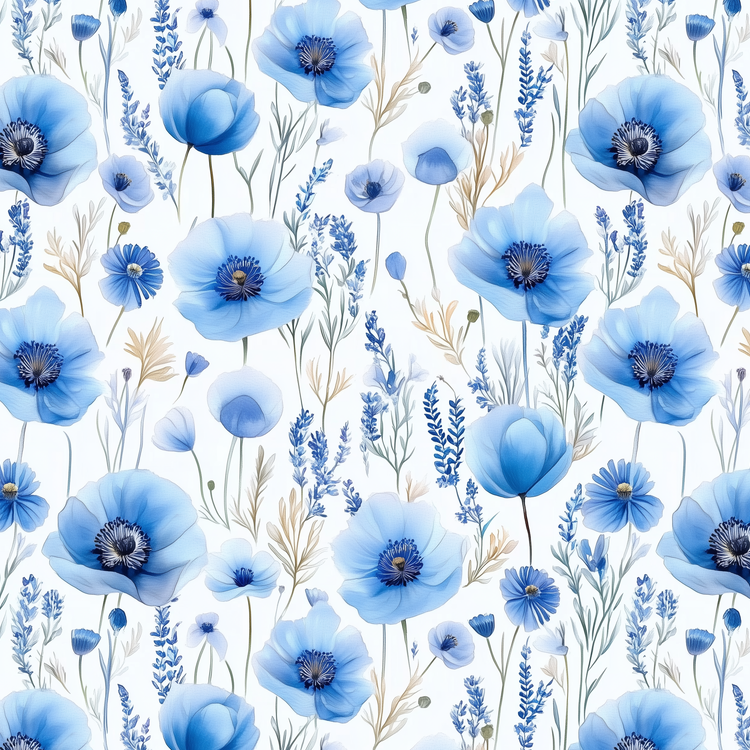 Frühlingsblumen blau Bio Rib Jersey 54cm Stoffrest 15,45€/m