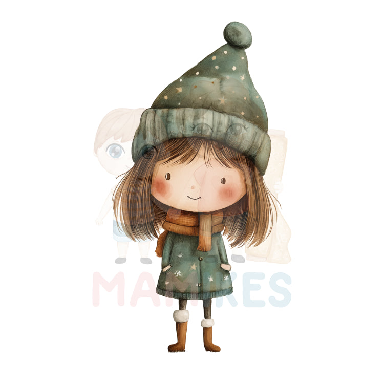 Bügelbild happy winter girl - H047