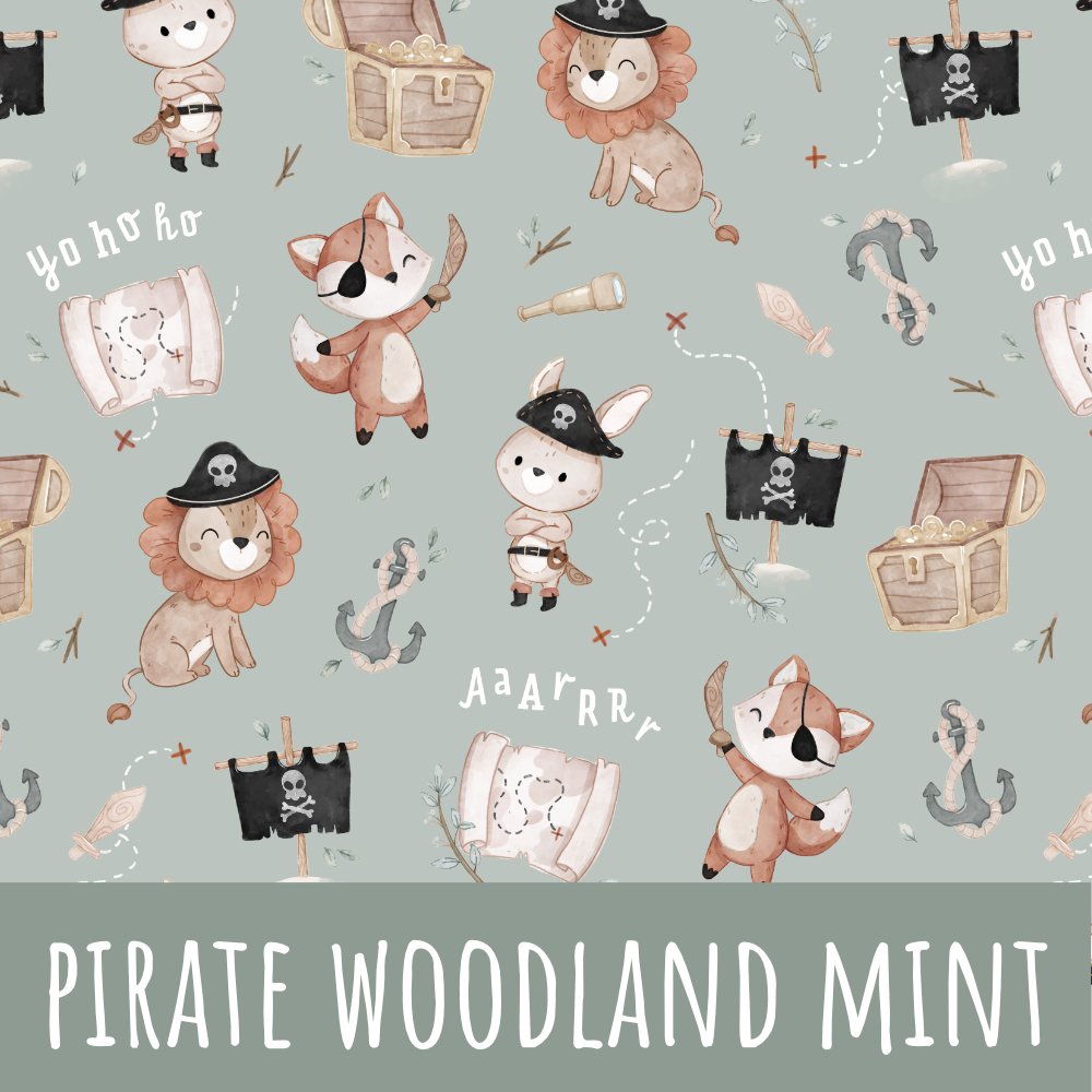 Pirate woodland mint Baumwolle 47cm Stoffrest 15,45€/m