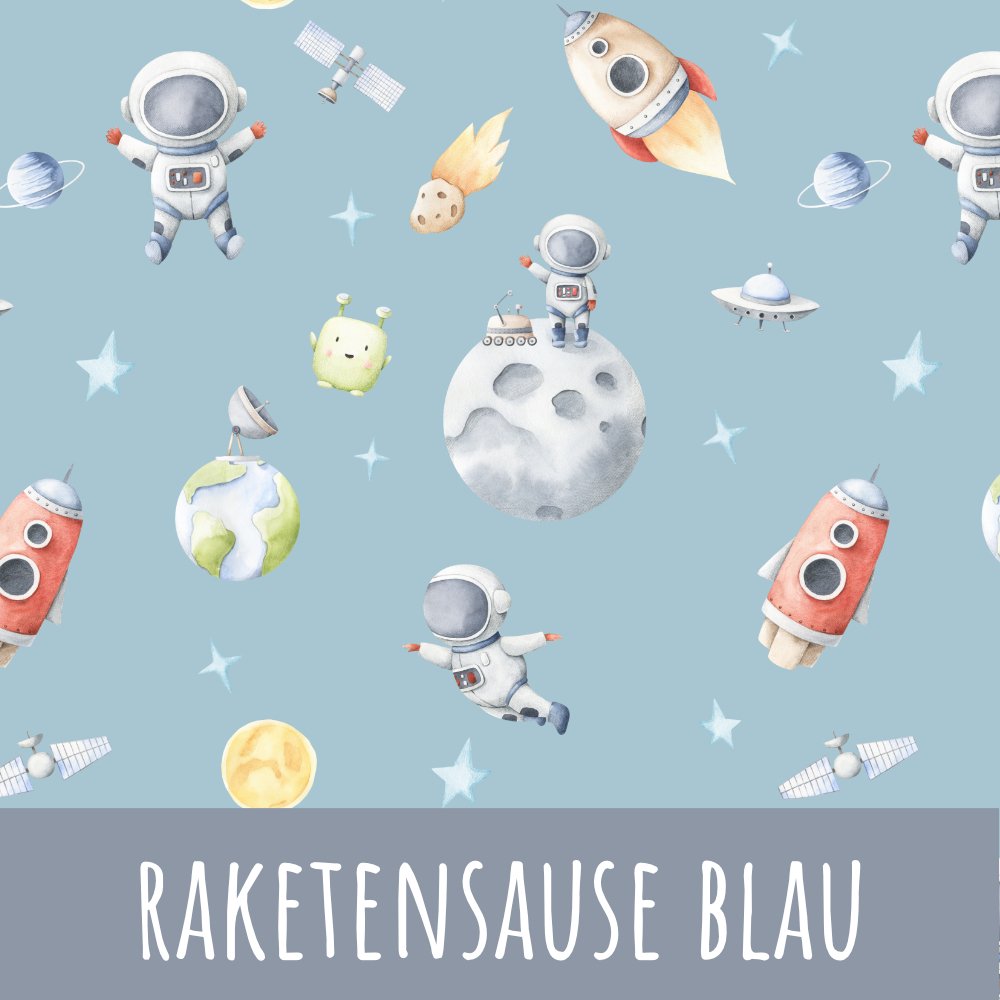 raketensause blau Musselin 49cm Stoffrest 15,45€/m