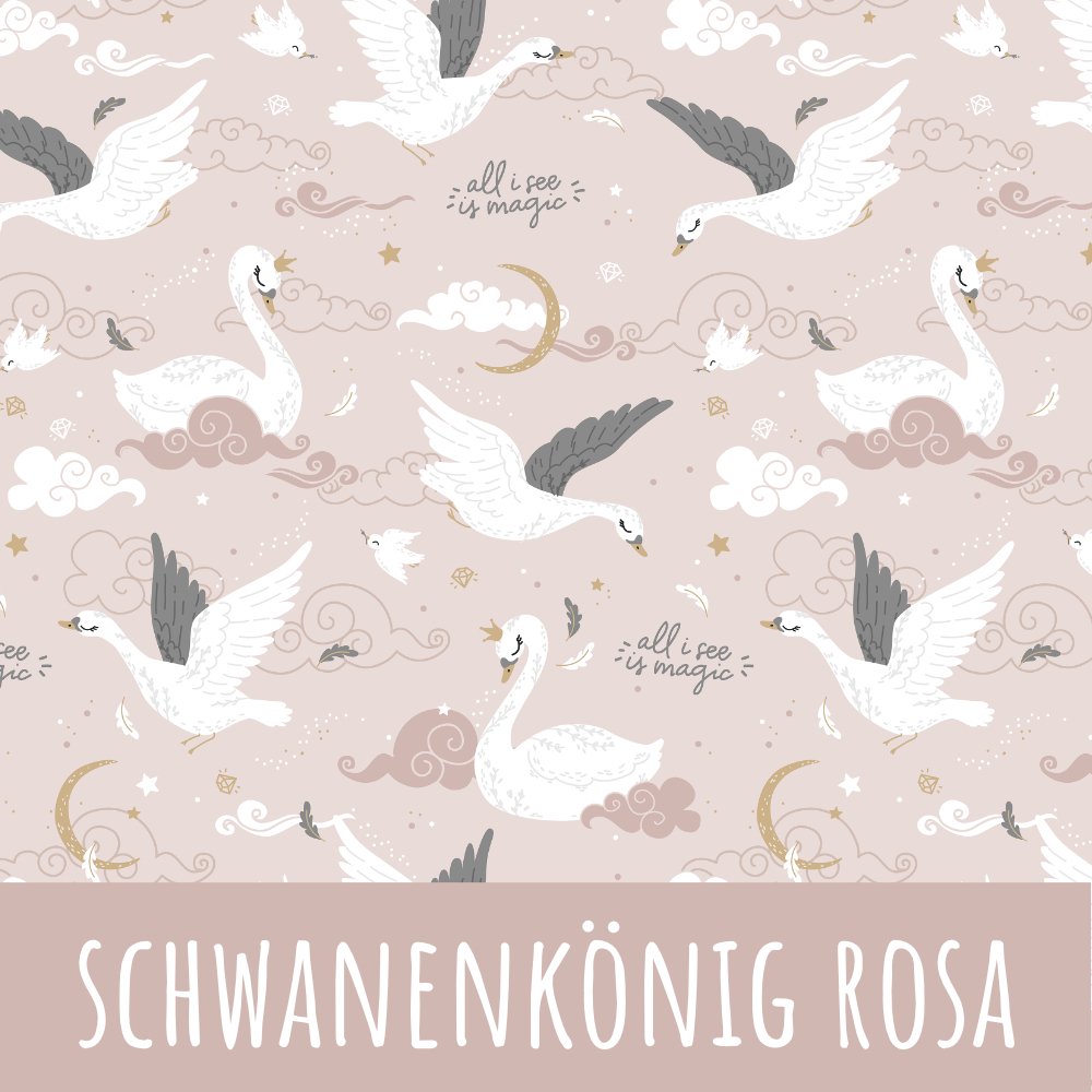Schwanenkönig rosa Bio Jersey 53 cm Stoffrest
