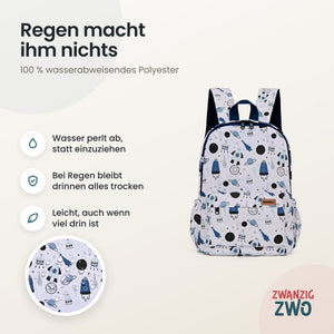 Kinderrucksack spacymacy – wasserabweisendes Polyester in Nahaufnahme