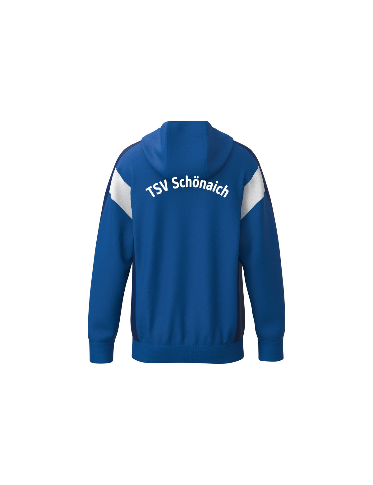 Rückseite der Kapuzenjacke Celebrate 125 mit Schriftzug TSV Schönaich
