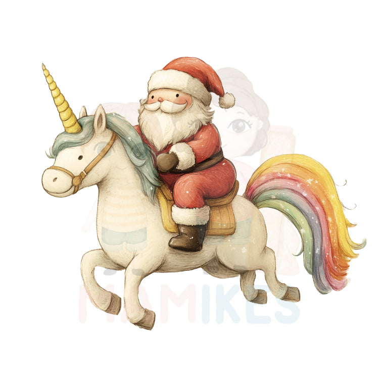 Bügelbild unicorn santa - H054