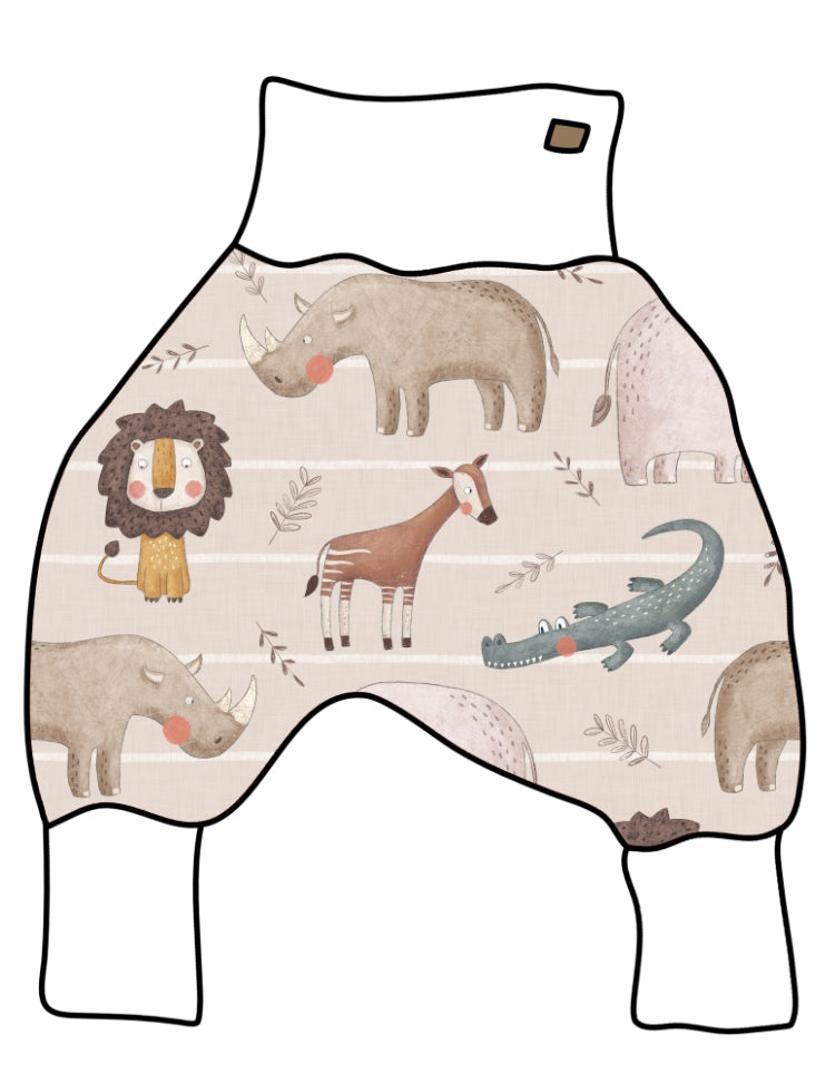 DIY-Paket Lange Pumphose african animals beige