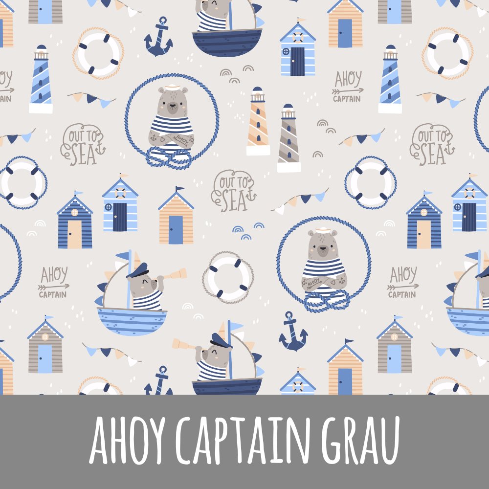 Ahoy captain grau Baumwolle
