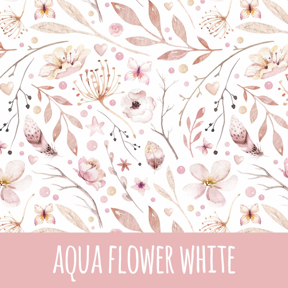 Aqua flower white Bio Jersey