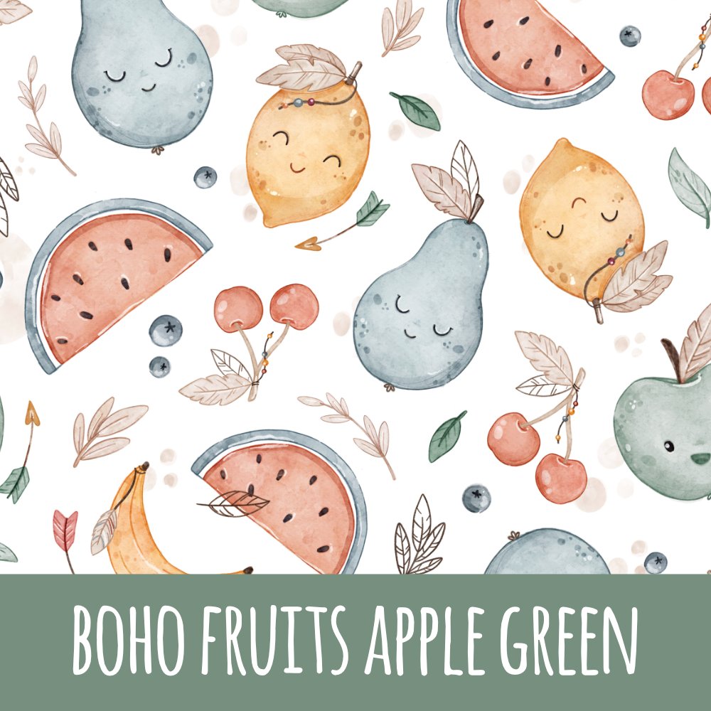 Boho fruits apple green Baumwolle
