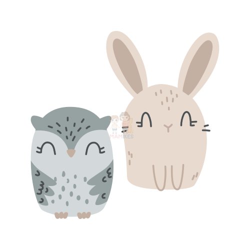 Bügelbild Hase Eule 2 - BB558
