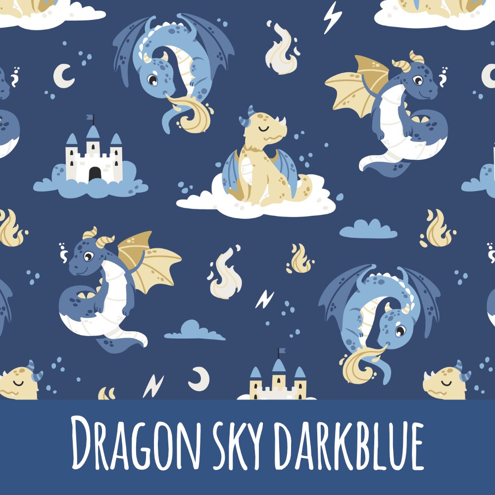 Dragon sky darkblue Baumwolle
