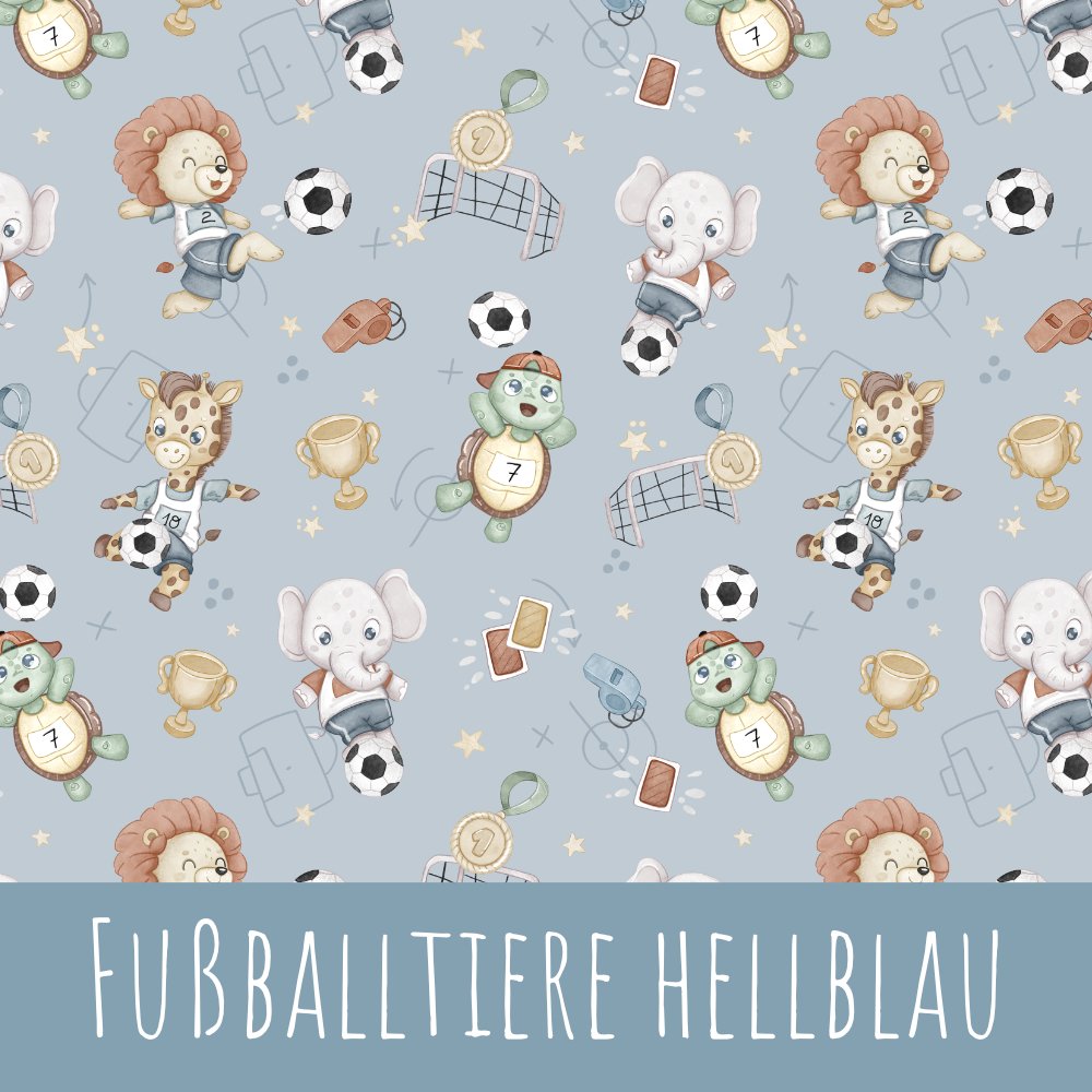 Fußballtiere hellblau Bio Jersey