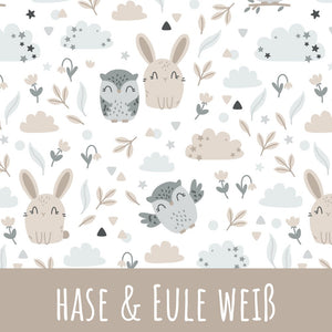 Hase und eule weiß Baumwolle - Mamikes
