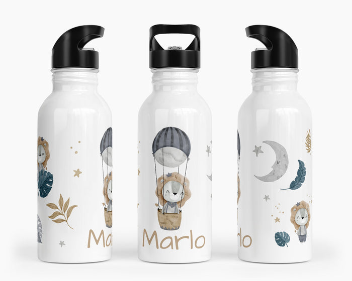 Personalisierte Edelstahl Trinkflasche 24.lion moon