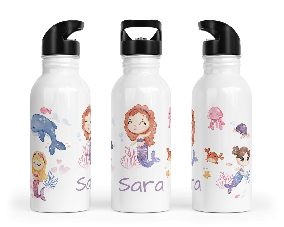 Personalisierte Edelstahl Trinkflasche 48.Meerjungfrau