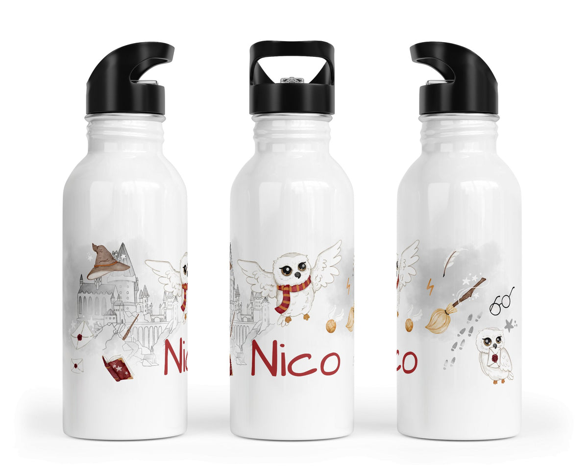 Personalisierte Edelstahl Trinkflasche 82.Magische Eule