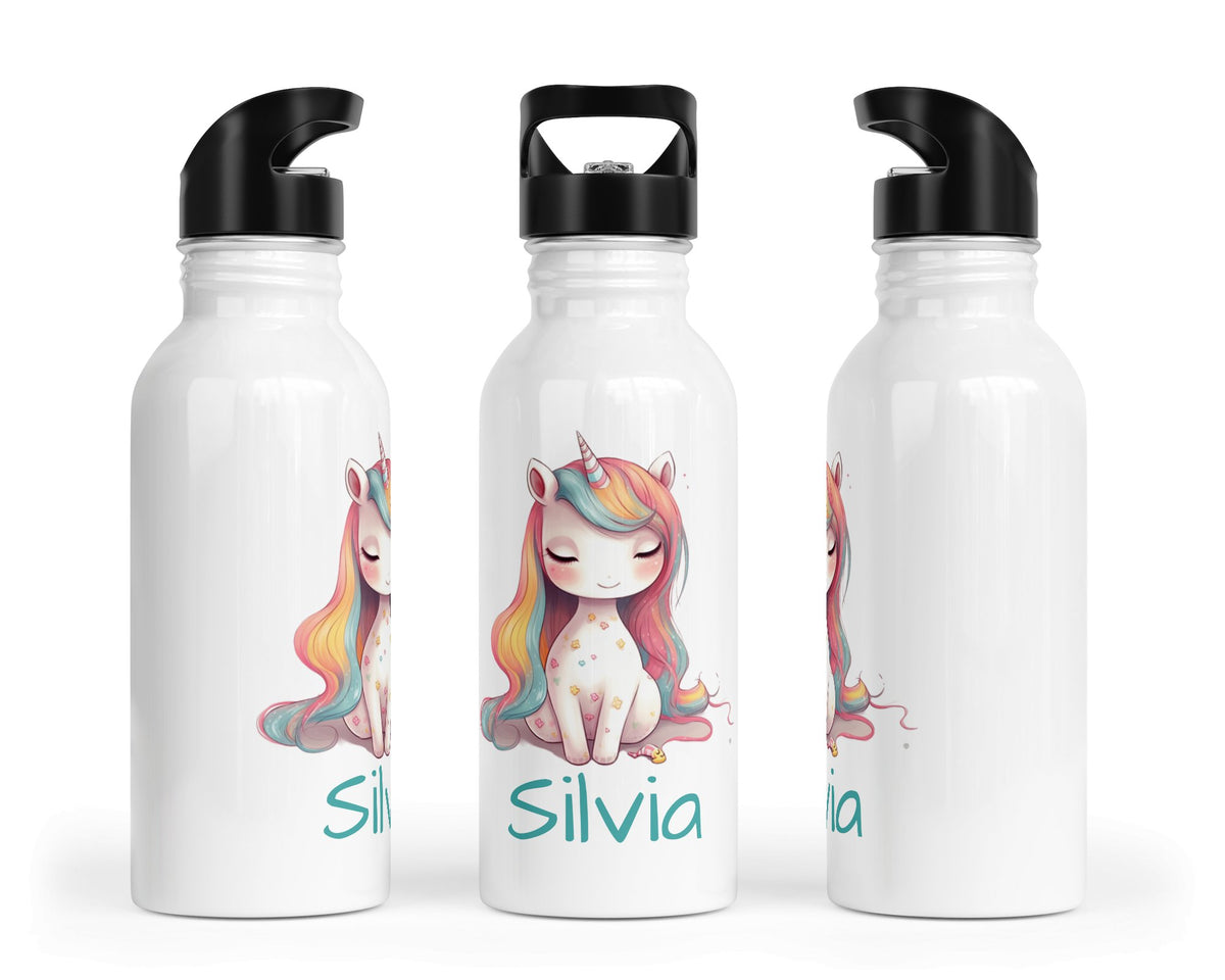 Personalisierte Edelstahl Trinkflasche 87.rainbow unicorn