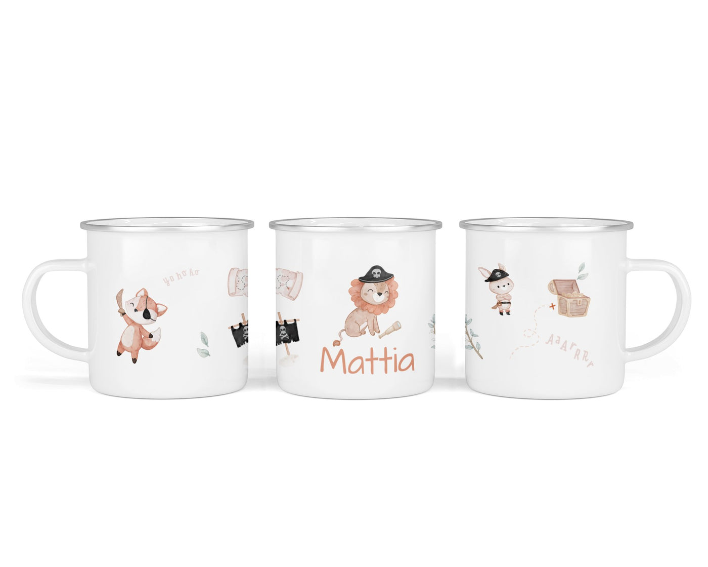 Personalisierte Emaille-Tasse ‚pirate woodland' mit Namen von zwanzigzwo – 300 ml