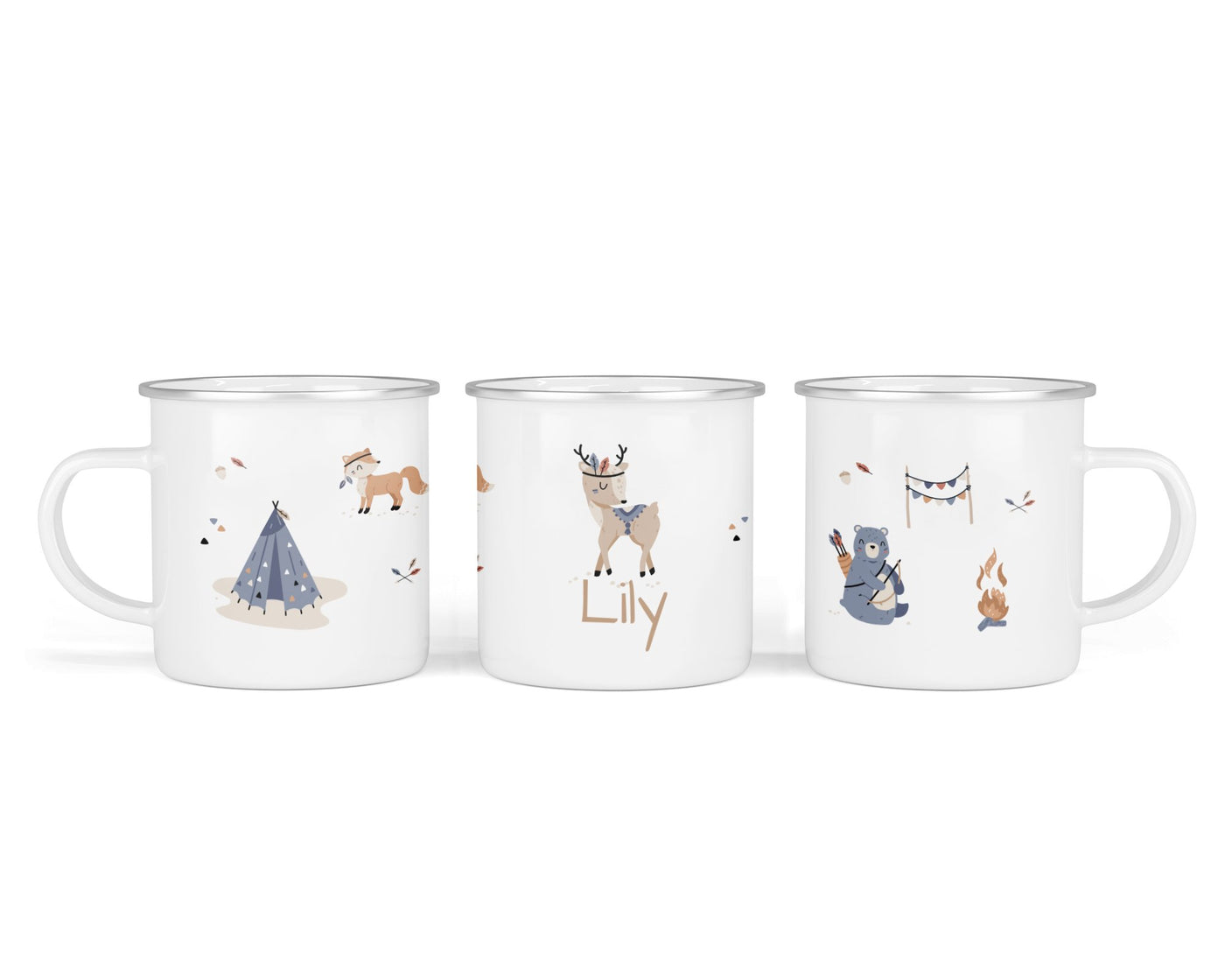 Personalisierte Emaille-Tasse ‚woodland animals' mit Namen von zwanzigzwo – 300 ml