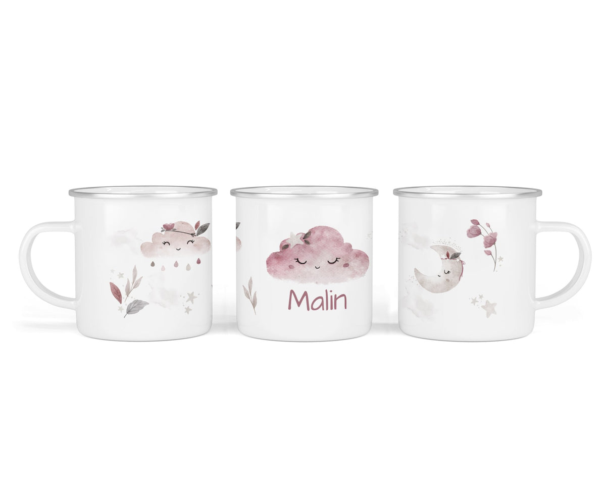 Personalisierte Emailletasse 29.boho cloud