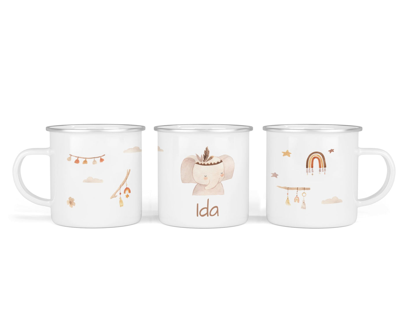 Personalisierte Emaille-Tasse ‚Elefant' mit Namen von zwanzigzwo – 300 ml Kinderbecher