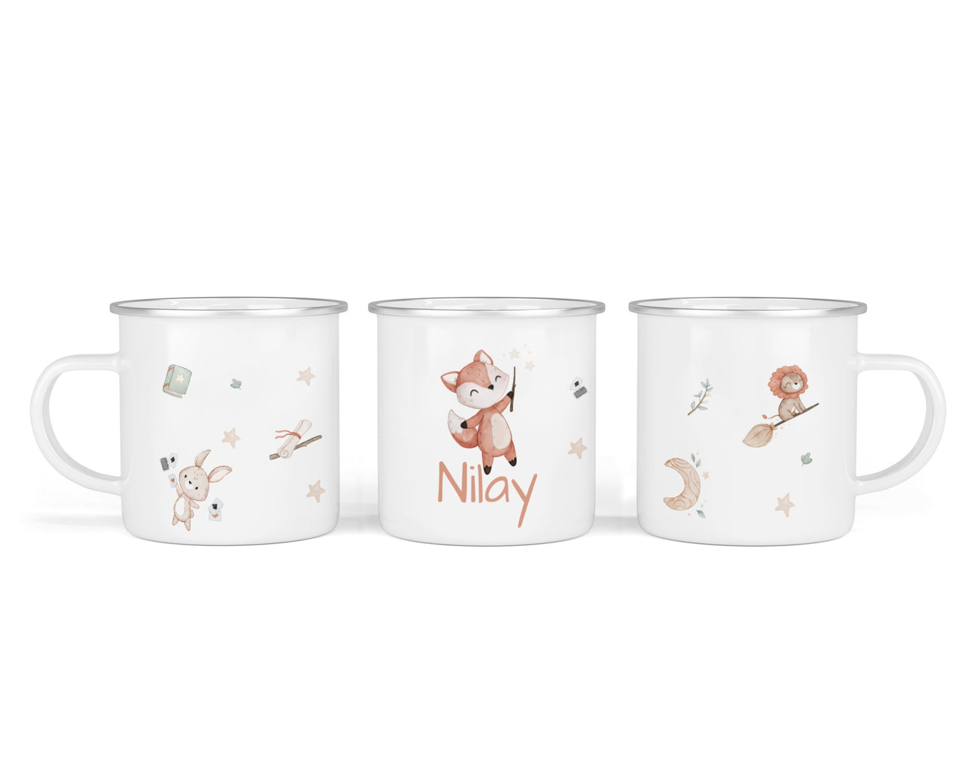 Personalisierte Emaille-Tasse ‚magic woodland' mit Namen von zwanzigzwo – 300 ml Kinderbecher