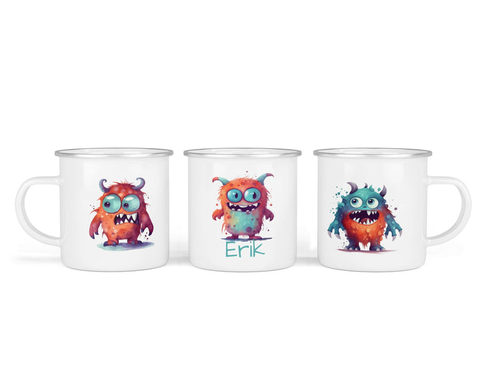 Personalisierte Emailletasse 60.Monster