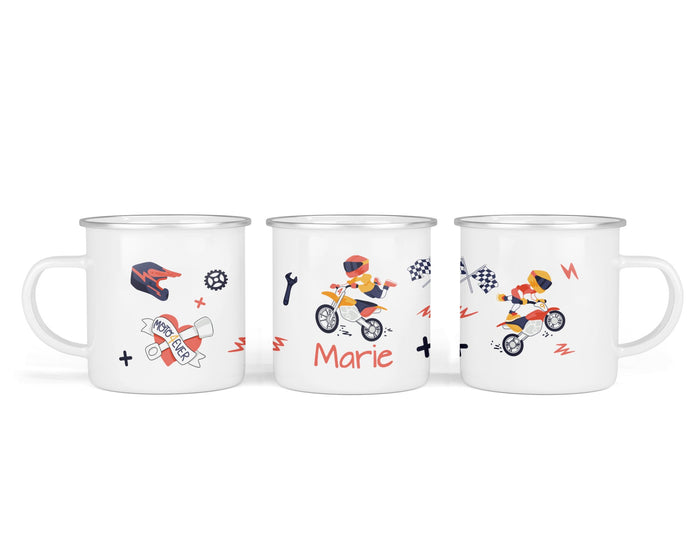 Personalisierte Emailletasse 78. Motorrad