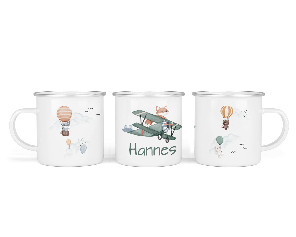 Personalisierte Emailletasse 9.sky woodland