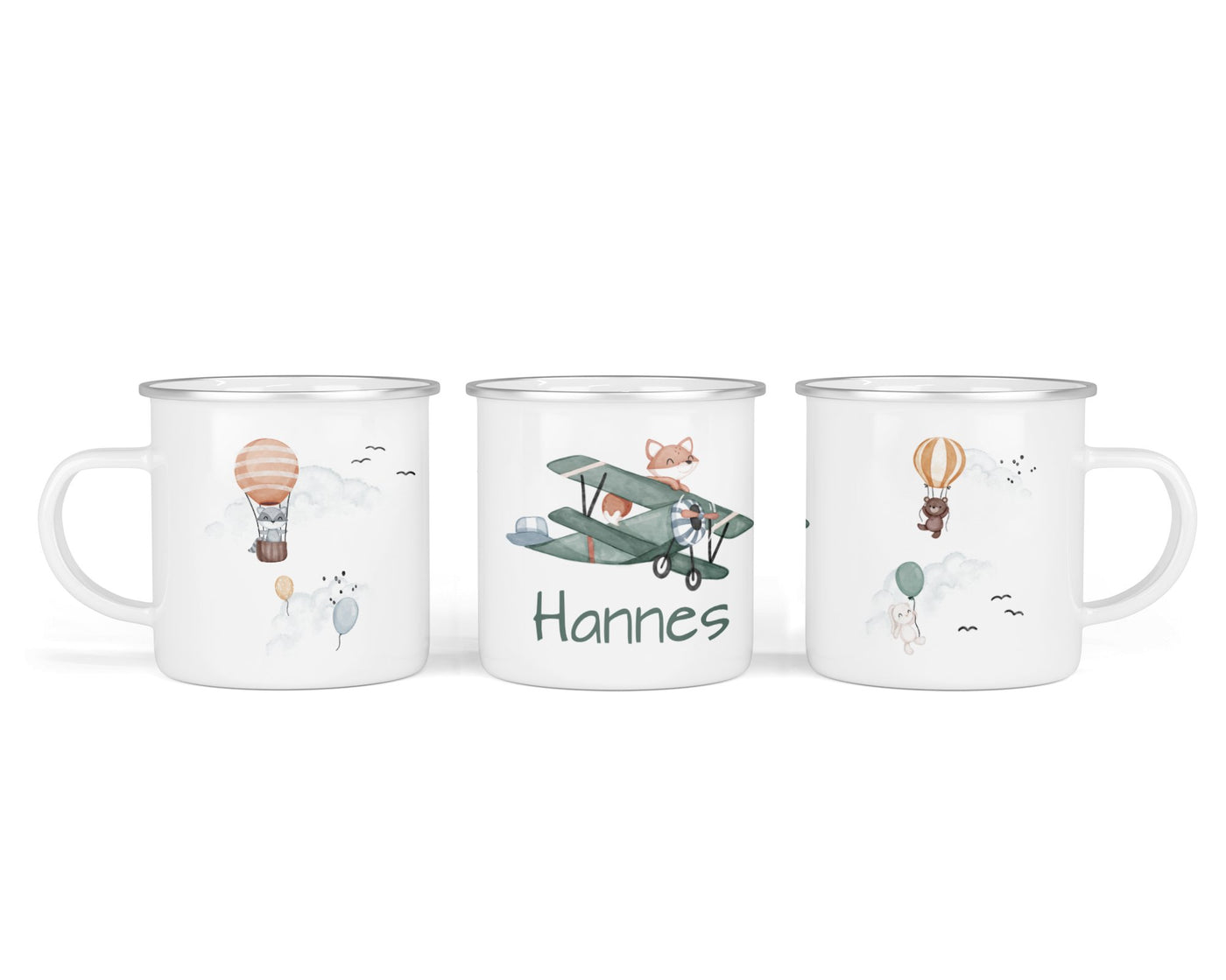Personalisierte Emaille-Tasse ‚sky woodland' mit Namen von zwanzigzwo – 300 ml Kinderbecher