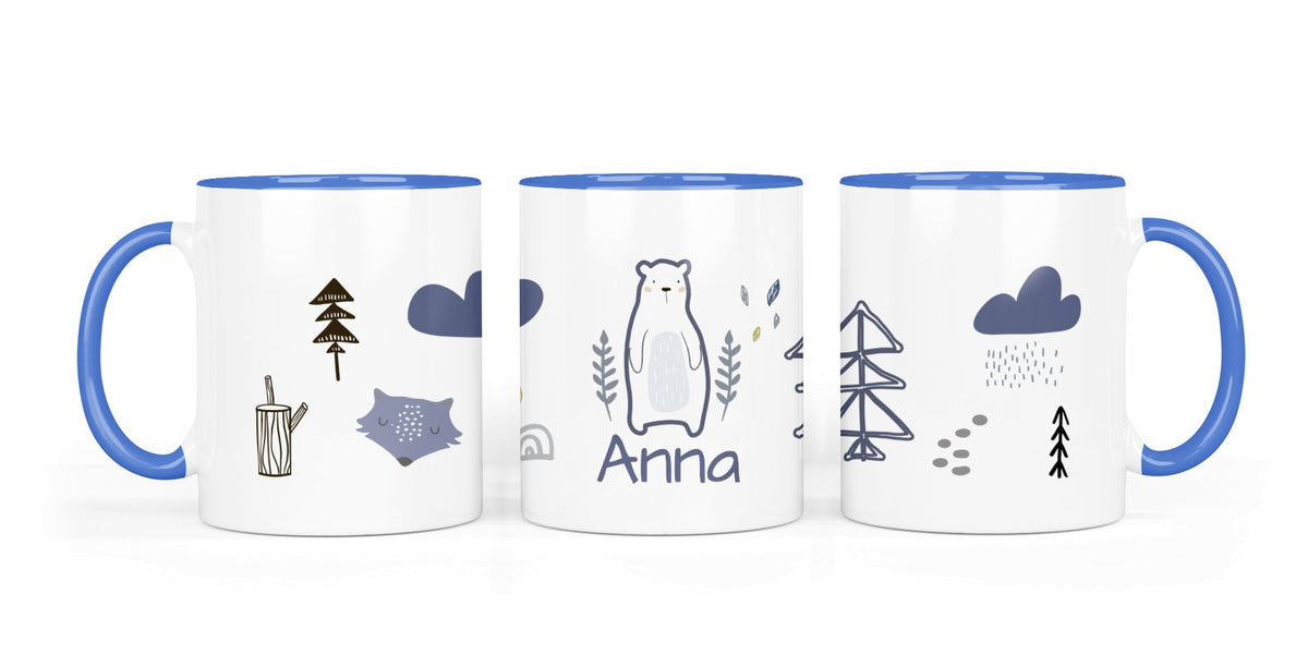 Personalisierte Keramiktasse (7 Farben) 30.Wald Bär