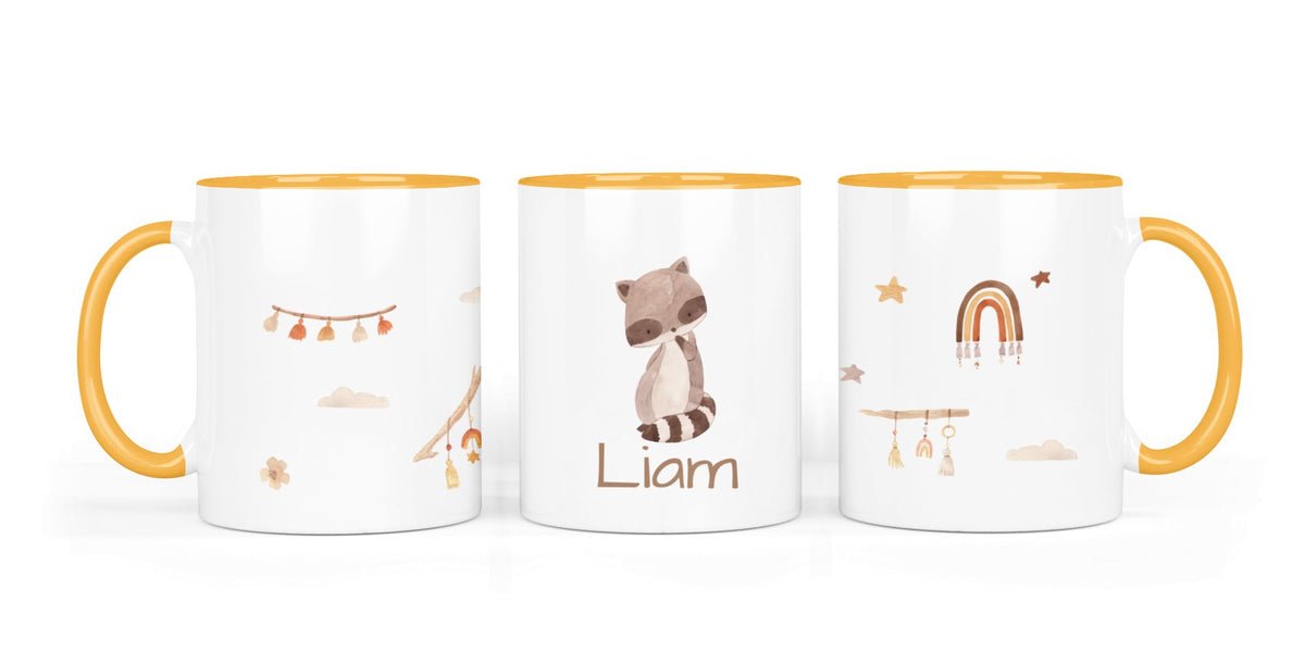 Personalisierte Keramiktasse (7 Farben) 32.Waschbär