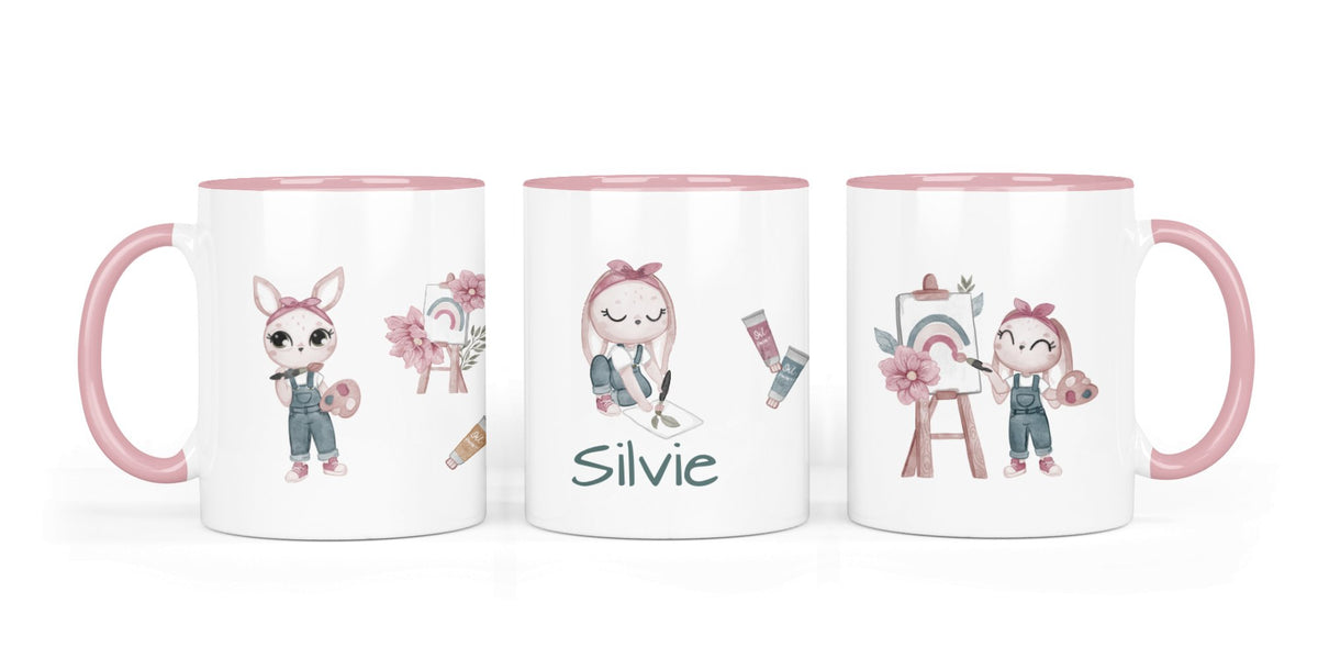 Personalisierte Keramiktasse (7 Farben) 58.Künstler Hase