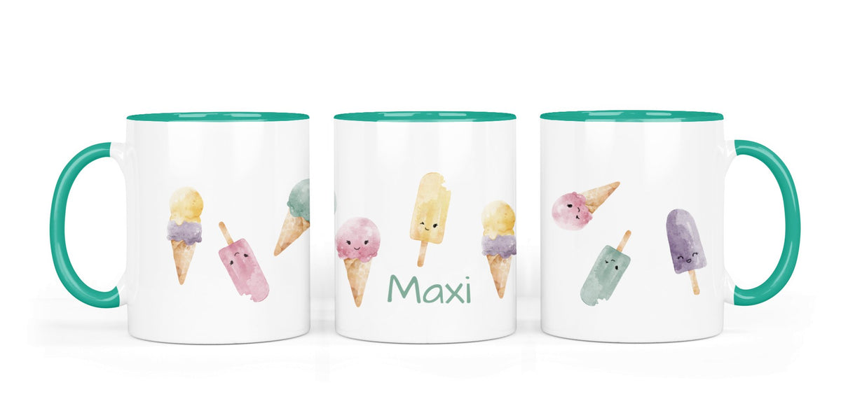 Personalisierte Keramiktasse (7 Farben) 69. Eis
