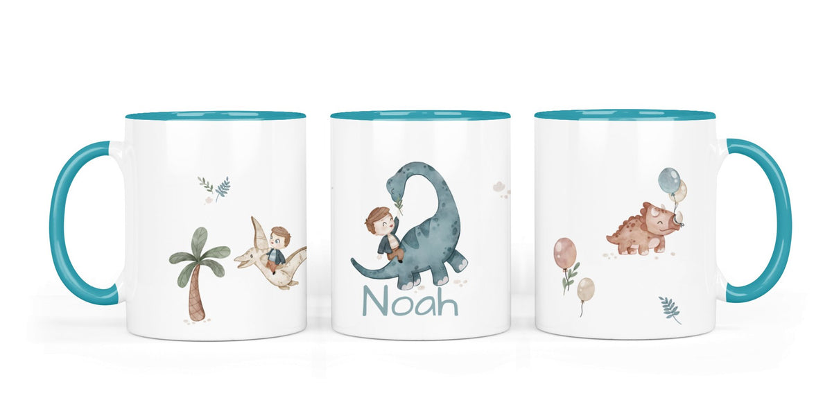 Personalisierte Keramiktasse (7 Farben) 6.Dinoreiter