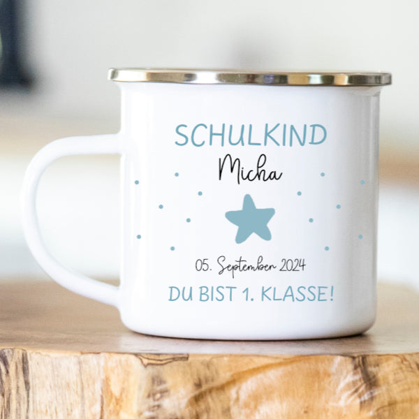 Personalisierte Emailletasse Schulkind 205 Stern