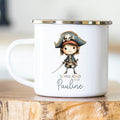 Personalisierte Emailletasse Schulkind 225 Piratin
